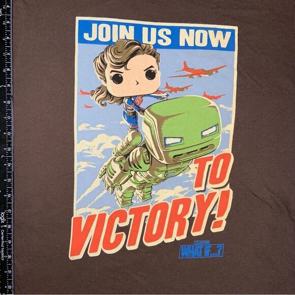 Sz Large Brown Marvel Funko Pop What If Series Shirt with Peggy Carter - Picture 2 of 6